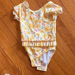 Carter's Yellow Floral Ruffle One-Piece Bodysuit